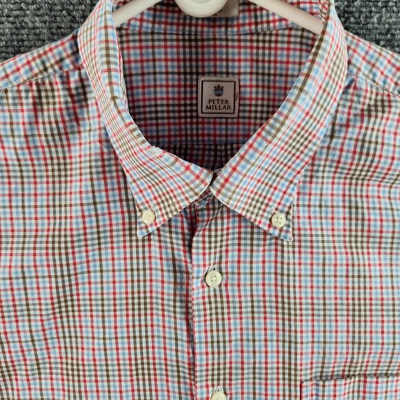 Peter Millar Men Large Multicolor Plaid Long Sleeve Button Up Shirt 100% Cotton - Picture 2 of 16